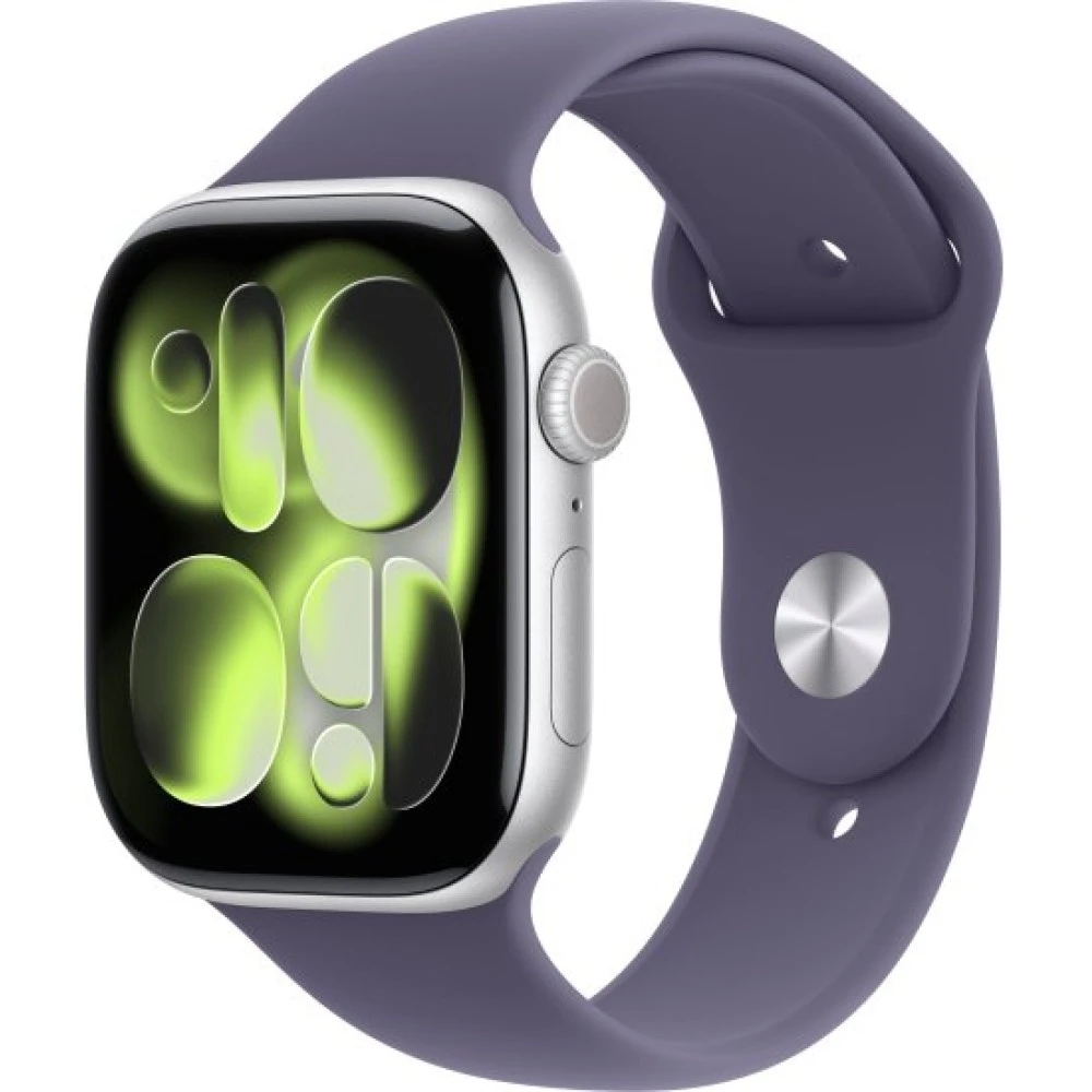 שעון חכם Apple Watch Series 11 GPS 46 מ״מ – Silver, אלומיניום, Purple Fog Sport Band - S/M | MEV94ZR/A