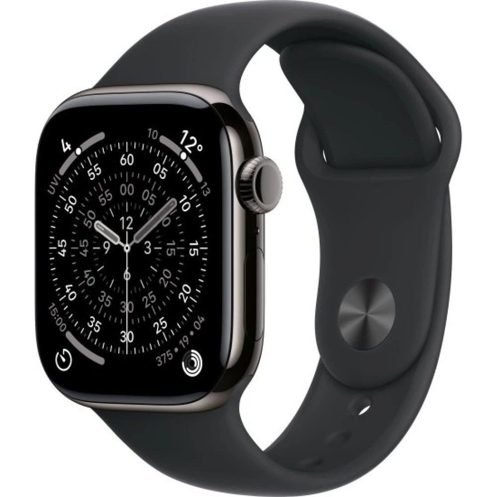 שעון חכם Apple Watch Series 11 GPS + Cellular 42 מ״מ – Slate, טיטניום, Black Sport Band - S/M | MF8R4ZR/A