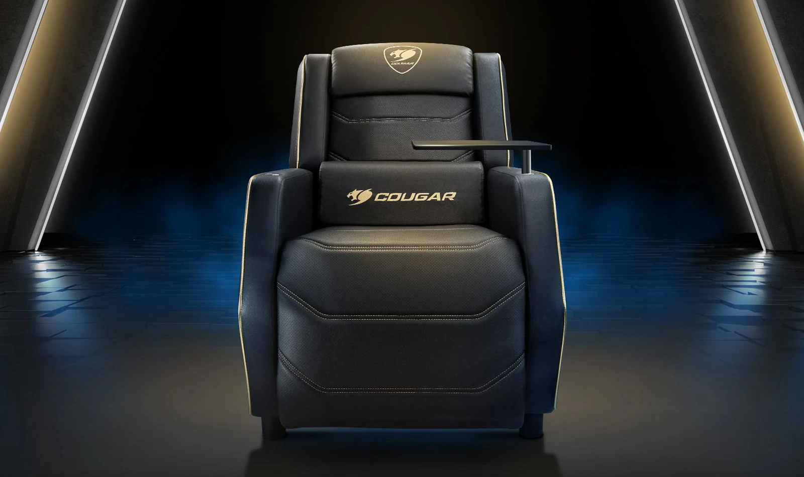 כורסאת גיימינג COUGAR RANGER-PRO – COUGAR RANGER Pro Black-Gold Gamimg sofa w/USB/small desk
