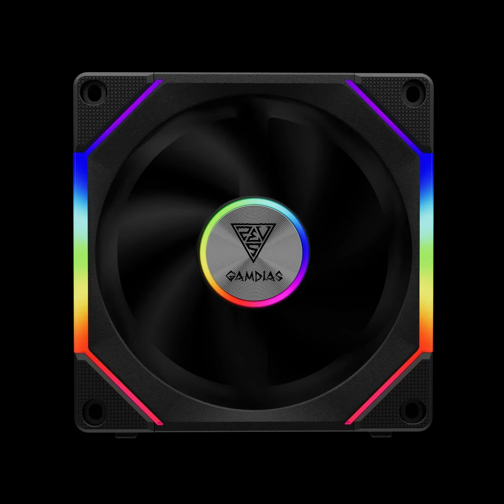 ערכת 3 מאווררי GAMDIAS AEOLUS P2-1203U עם בקר USB ו-ARGB, צבע שחור