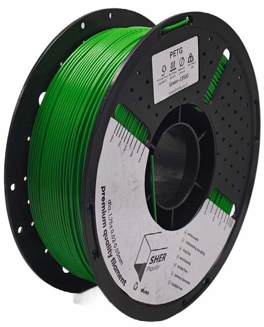 פילמנט SHER Plastix PETG – ירוק | מארז מ־5 סלילים