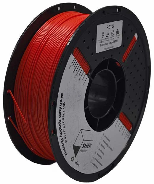 פילמנט SHER Plastix PETG – אדום ורמיליון | מארז מ־5 סלילים