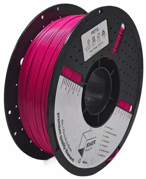 פילמנט SHER Plastix PETG – ורוד עז | מארז מ־5 סלילים