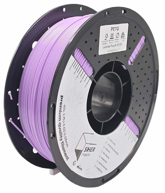 פילמנט SHER Plastix PETG – סגול לבנדר | מארז מ־5 סלילים