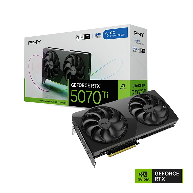 כרטיס מסך PNY GeForce RTX 5070 Ti 16GB Dual-Fan Slim Overclocked