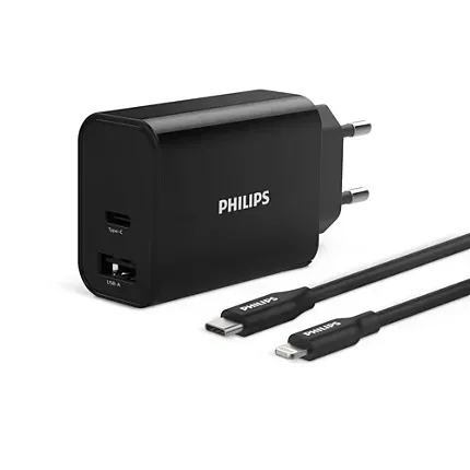 מטען לטלפון+ כבל לאייפון PHILIPS DLP2621L/12