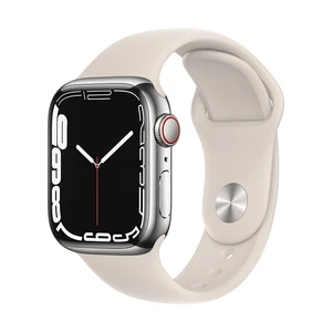 Apple Watch Series 7 GPS + Cellular, 41mm Stainless Steel Case with Sport Band - Regular