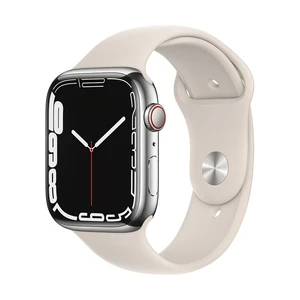 Apple Watch Series 7 GPS + Cellular, 45mm Stainless Steel Case with Sport Band - Regular