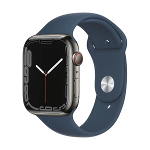 Apple Watch Series 7 GPS + Cellular, 45mm Stainless Steel Case with Sport Band - Regular