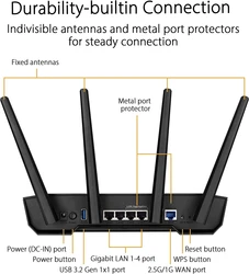 ראוטר גיימינג ASUS TUF Gaming TUF-AX3000 V2 Dual Band WiFi 6 - אחריות היבואן הרשמי
