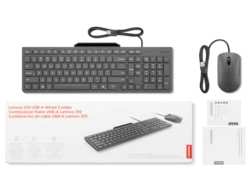 ערכת מקלדת ועכבר חוטיים איכותית מבית Lenovo – כוללת מקלדת שקטה עם עברית מלאה, עמידות לנוזלים, עכבר א