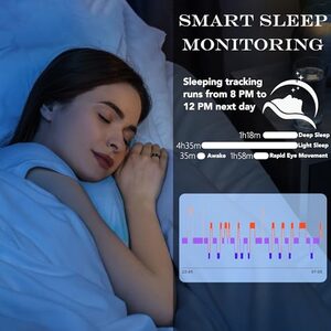 טבעת בריאות חכמה לנשים גברים מעקב כושר עם קצב לב, חמצן בדם, לחץ דם, ניטור שינה, ספירת צעדים, IP68 עמיד במים עבור iOS ואנדרואיד, ללא דמי אפליקציה, מתנות חג המולד, שחור 6