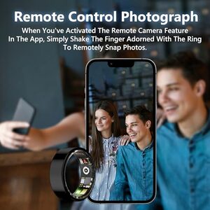 טבעת בריאות חכמה לנשים גברים מעקב כושר עם קצב לב, חמצן בדם, לחץ דם, ניטור שינה, ספירת צעדים, IP68 עמיד במים עבור iOS ואנדרואיד, ללא דמי אפליקציה, מתנות חג המולד, שחור 6