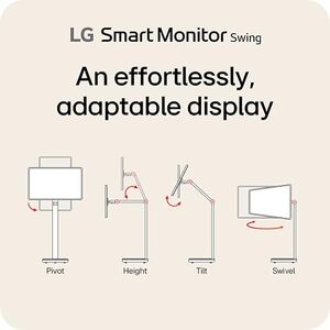 LG Smart Monitor Swing 32U889SA-W 32-Inch 4K UHD (3840x2160) IPS Touchscreen on a Fully Adjustable Wheeled Base HDR10, webOS, Built-in Speaker, HDMI, USB Type-C, Tilt/Height/Swivel/Pivot Stand