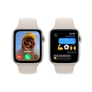 שעון חכם Apple Watch SE (2023) GPS 44mm Starlight Aluminium Case with Starlight Sport Band - S/M - צבע אור כוכבים שנה אחריות ע