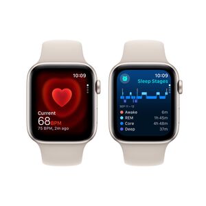 שעון חכם Apple Watch SE (2023) GPS 44mm Starlight Aluminium Case with Starlight Sport Band - S/M - צבע אור כוכבים שנה אחריות ע