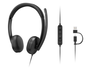 אוזניות Lenovo חוטיות Wired VoIP Headset 5000 (Teams) - צבע שחור