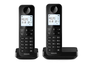 טלפון אלחוטי Philips D2702B/25 עם שתי שפופרות – תפריט בעברית