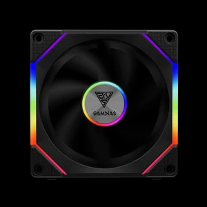 ערכת 3 מאווררי GAMDIAS AEOLUS P2-1203U עם בקר USB ו-ARGB, צבע שחור