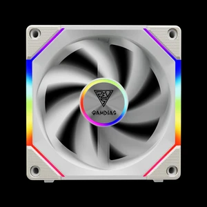 ערכת 3 מאווררי GAMDIAS AEOLUS P2-1203U WH עם בקר USB ו-ARGB, צבע לבן