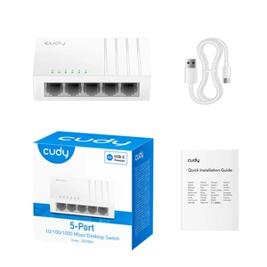 מתג רשת Cudy GS105U — חמישה חיבורי Gigabit עם הזנת USB-C
