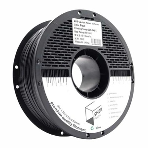 פילמנט SHER Plastix ABS-CF 12% – שחור עם 12% סיבי פחמן | מארז מ־5 סלילים