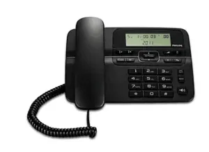 טלפון חוטי Philips Corded Dect Phone M20B/00 - צבע שחור, שנה אחריות